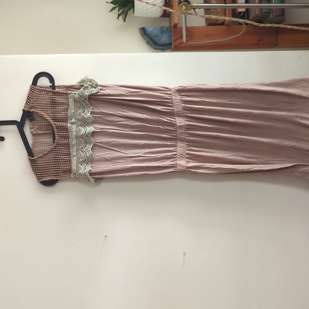 Mauve Light Pink Maxi Dress with Lace Accents - M - Picture 11 of 11